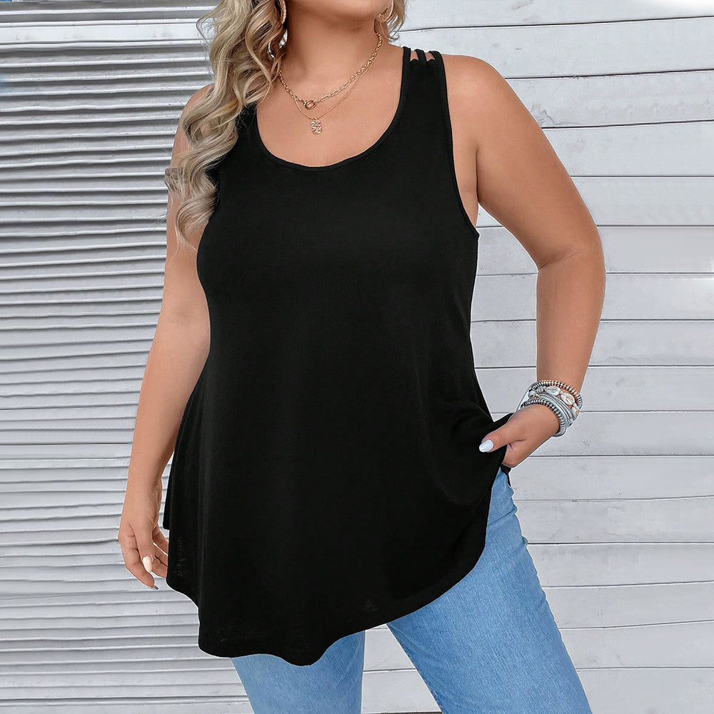 Damen lässiges Tanktop mit dekorativen Trägerdetails und asymmetrischem Saum Echo Archiv
