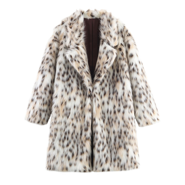 Damen Midimantel aus Kunstfell mit Leoparden‑Print, oversized Schnitt und Schalkragen Echo Archiv