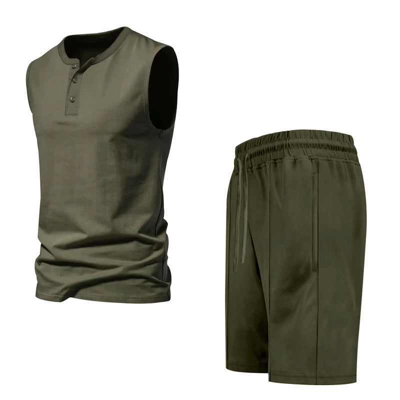 Herren ärmelloses Trainingsoberteil und Shorts-Set aus atmungsaktivem Material Echoarchiv