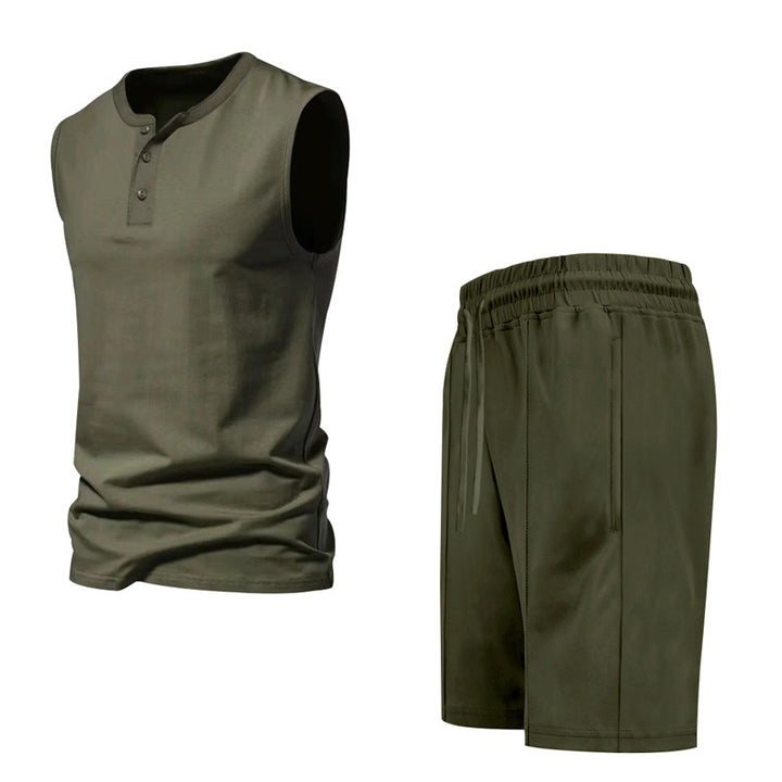 Herren ärmelloses Trainingsoberteil und Shorts-Set aus atmungsaktivem Material Echoarchiv