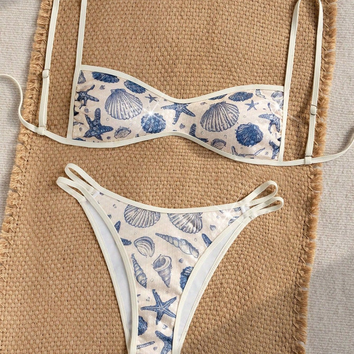 Damen Bandeau-Bikini mit maritimem Muschel-Motiv Echo Archiv