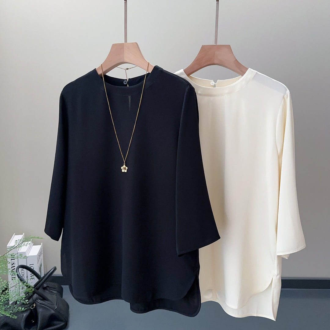 Damen Elegante und luftige Bluse mit drei Viertel-Ärmeln Echoarchiv