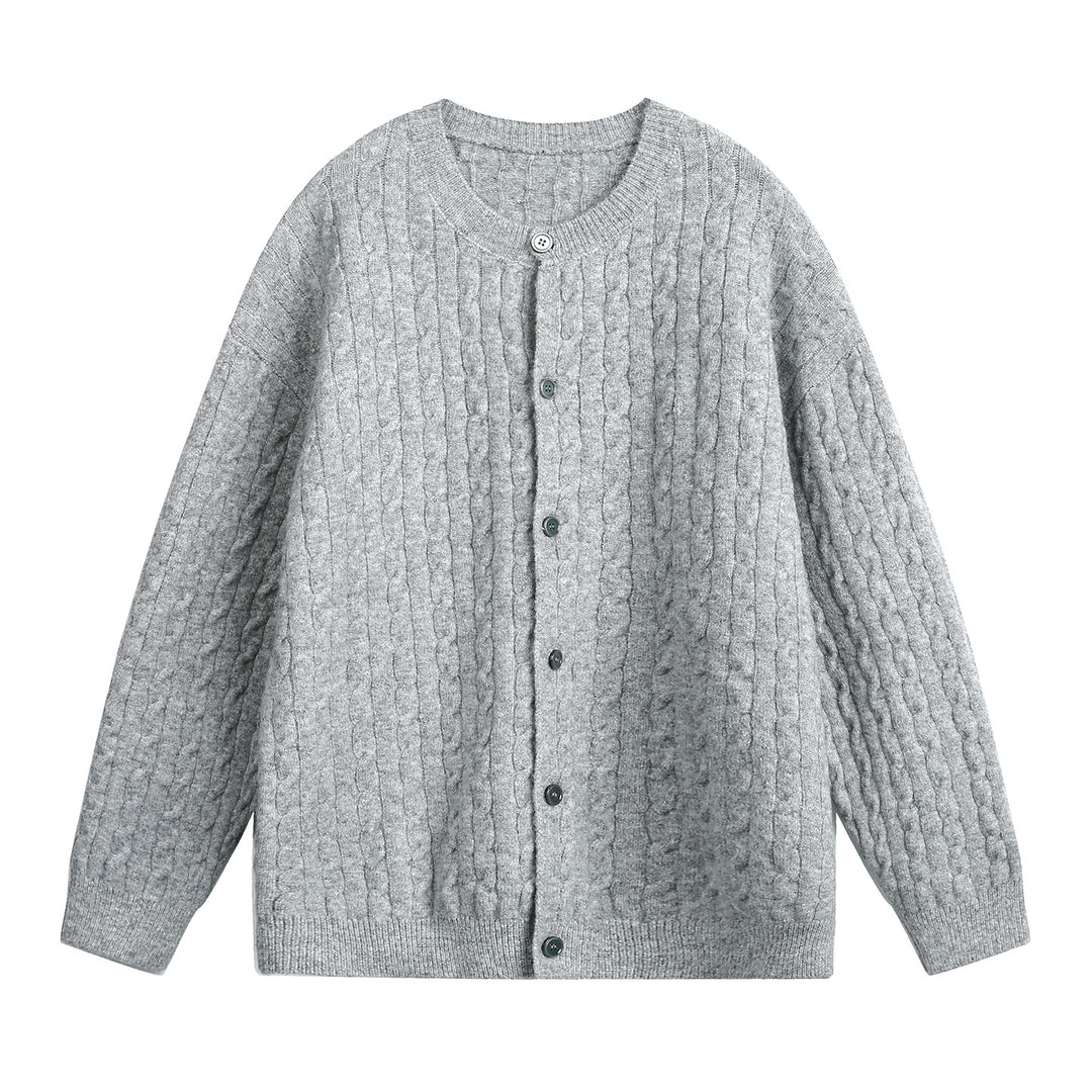 Damen Oversize Zopfmuster-Cardigan mit Rundhals, strukturierter Strickfläche und Perlmuttknöpfen Echo Archiv