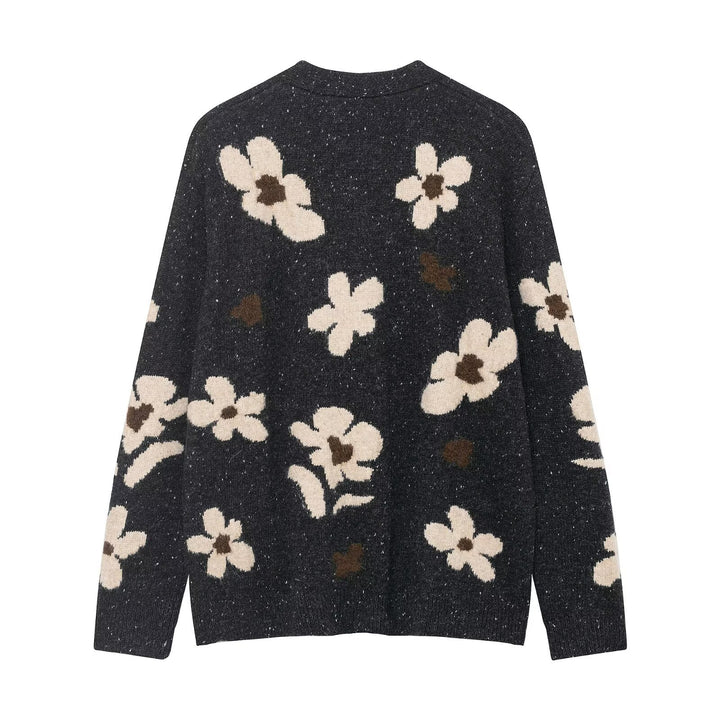 Damen Strickcardigan mit Leopardenjacquard, perlenverzierten Zierknöpfen und kurzem Saum Echo Archiv