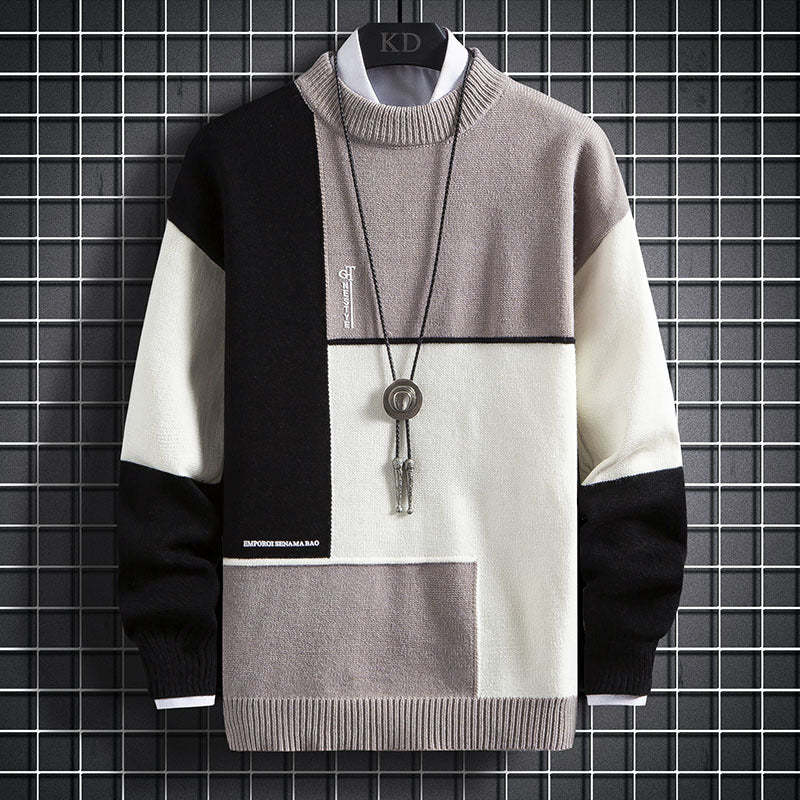 Herren nan blockfarbiger Oversize-Feinstrickpullover mit Stehkragen und gerippten Bündchen Echo Archiv