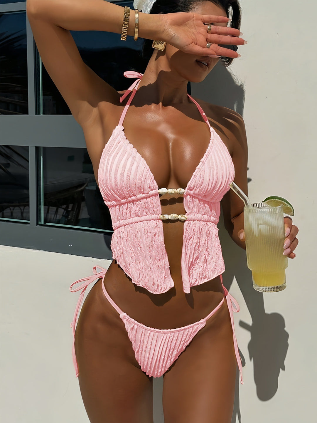 Damen Elegant gefalteter Bikini mit Eyecatcher-Details Echo Archiv