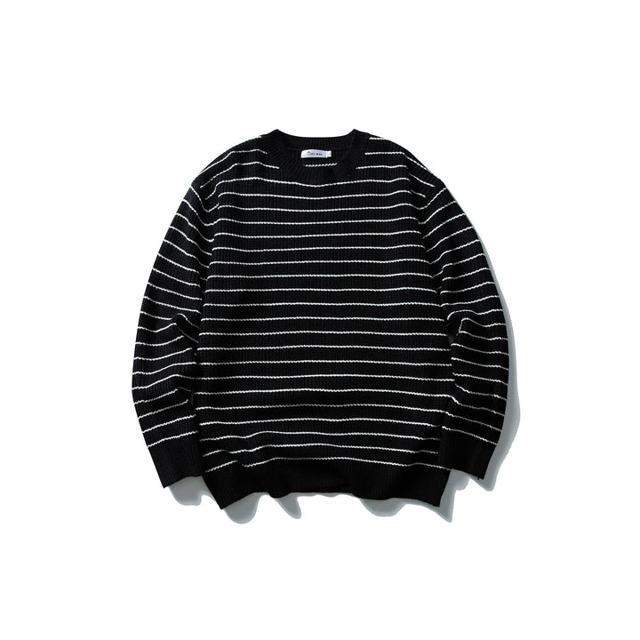 Unisex Gestreifter Strickpullover im Breton‑Look mit grober Rippstruktur und Rundhalsausschnitt Echoarchiv