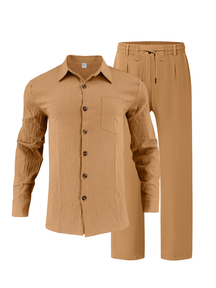 Herren lässiges Lounge-Set mit hochwertigem Hemd und bequemer Hose Echoarchiv