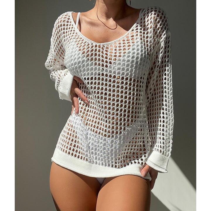 Damen luftiger Grobstrick Pullover mit weitem Schnitt und offenen Ärmeln Echo Archiv