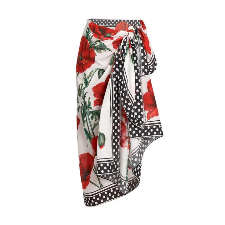 Damen Einteiler Badeanzug mit floralen Akzenten und passendem Wickelrock Echo Archiv