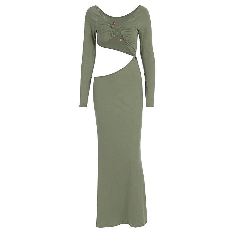 Damen atemberaubendes Wickelmaxikleid mit figurbetontem Schnitt und strategischen Cut-Outs Echo Archiv