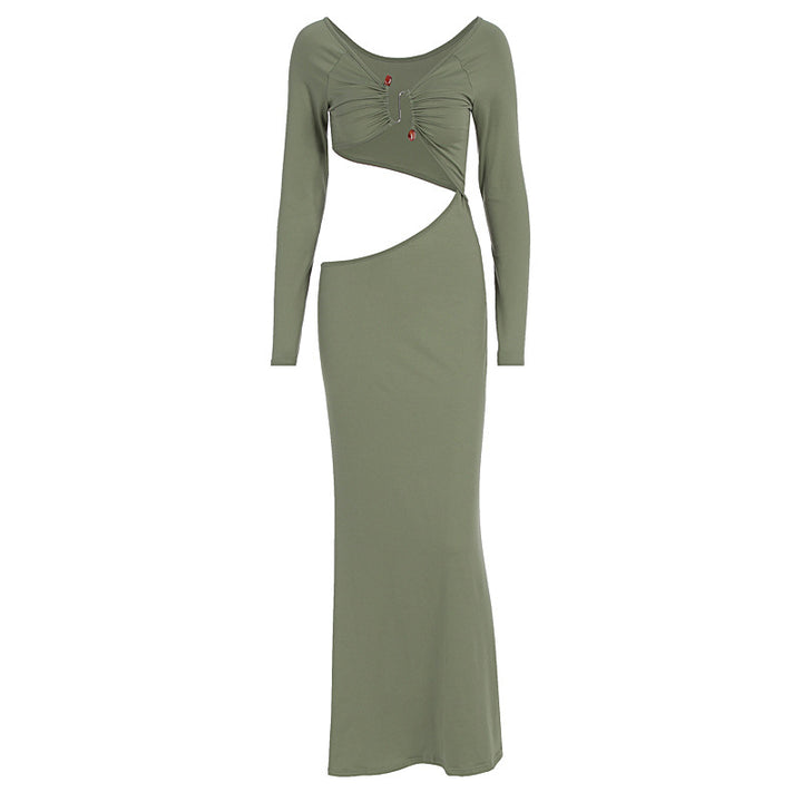 Damen atemberaubendes Wickelmaxikleid mit figurbetontem Schnitt und strategischen Cut-Outs Echo Archiv