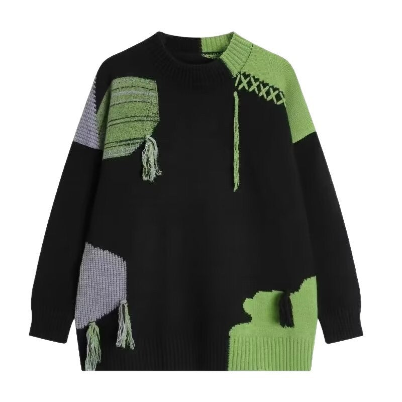 Herren Lässiger Grobstrickpullover mit kreativem Muster Echo Archiv