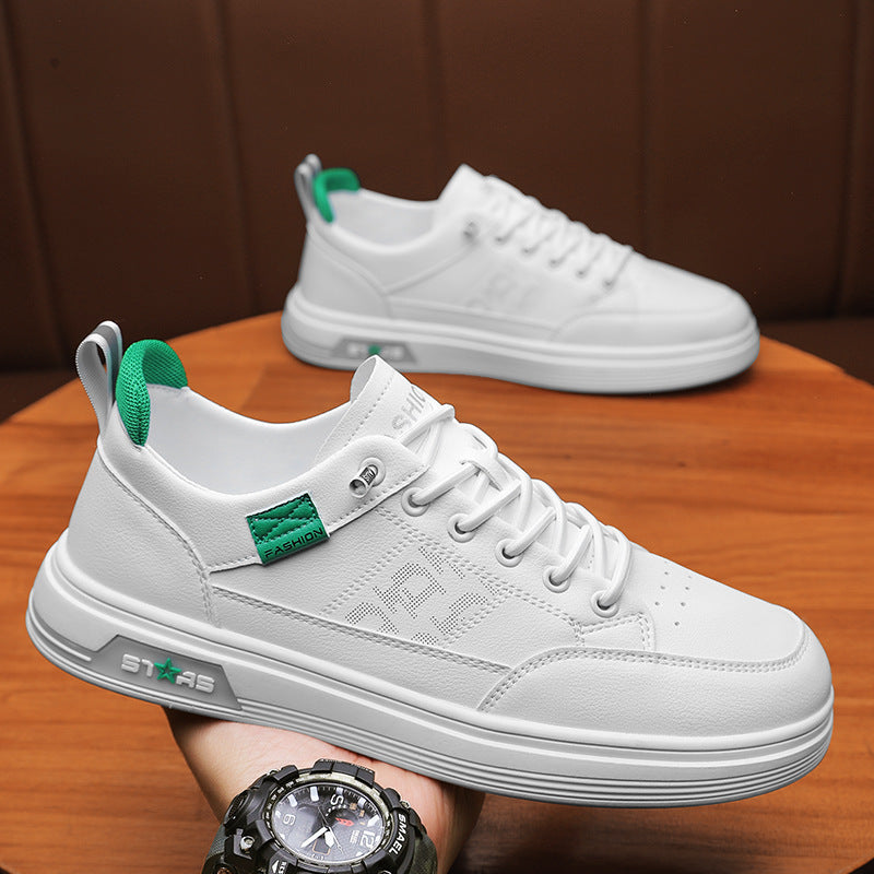 Herren minimalistische Kunstleder-Sneaker mit belüfteter Zehenperforation und gepolsterter Fersenschlaufe – Norré