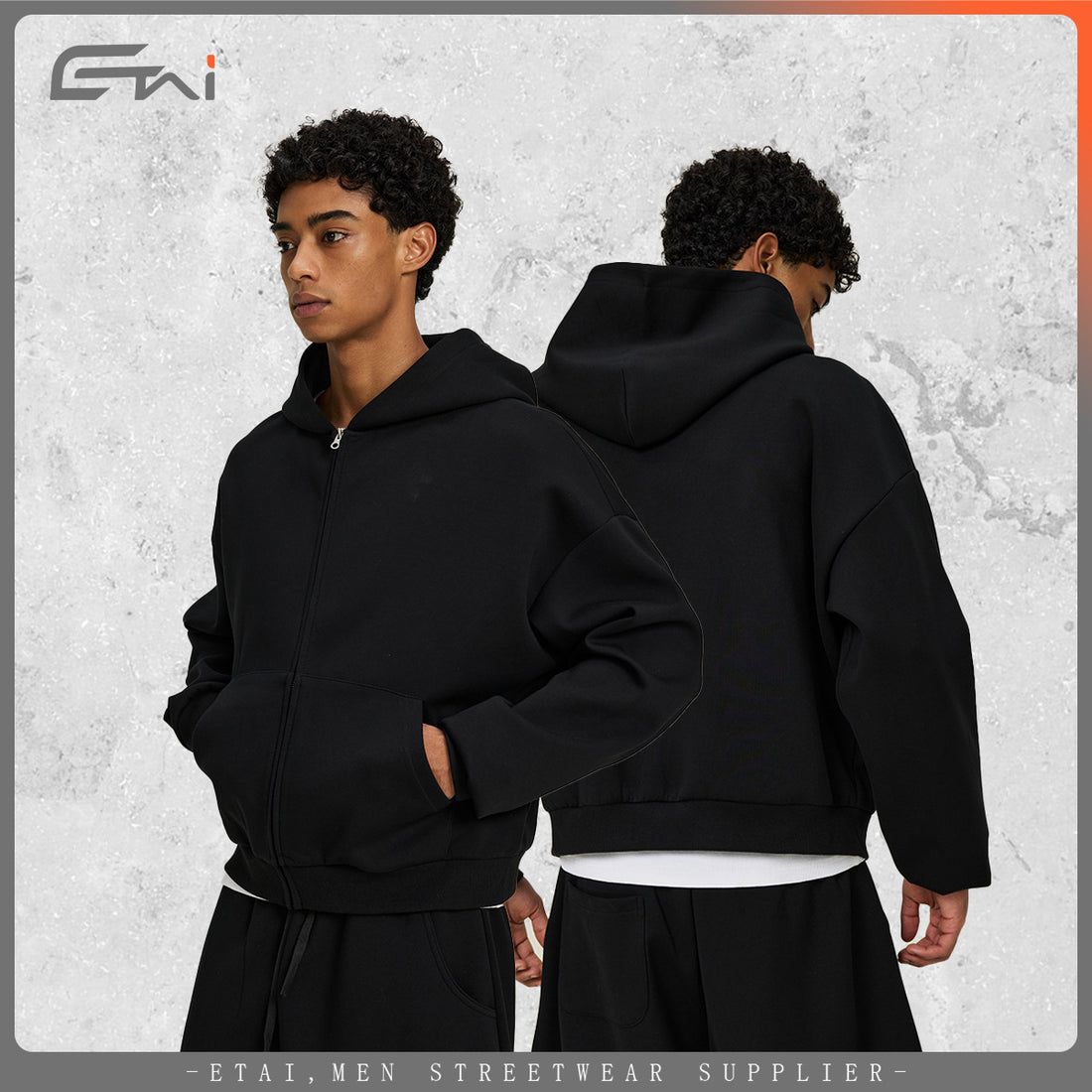 Unisex Boxy-Kapuzenjacke im Cropped-Schnitt mit elastischem Saum Echo Archiv