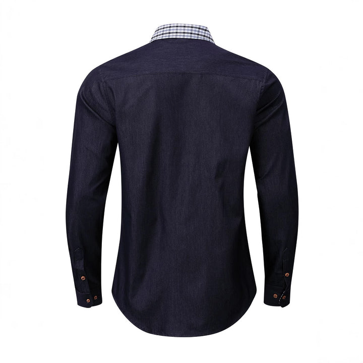 Herren Denim Hemd mit kariertem Kragen Echoarchiv