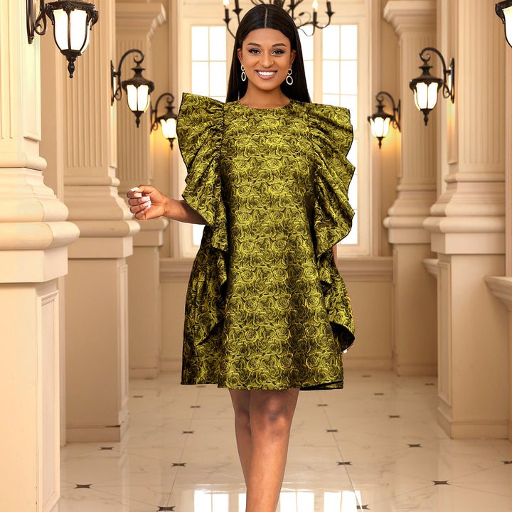 Damen Kleid mit voluminösen Rüschen und floralem Muster Echo Archiv