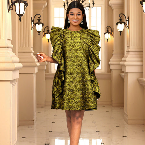 Damen Kleid mit voluminösen Rüschen und floralem Muster Echo Archiv
