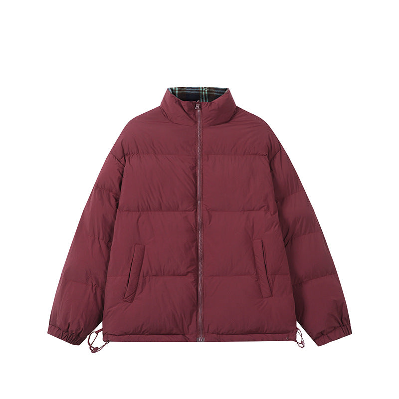 Unisex Boxy-Kurzparka mit gesteppter Isolierung, Tunnelzugsaum und kariert gefüttertem Kragen Echoarchiv