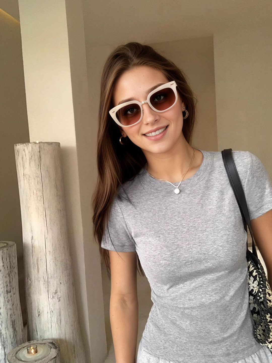 Damen Kurzarm-T-Shirt aus hochwertigem Baumwollmix mit schmalem Schnitt Echo Archiv