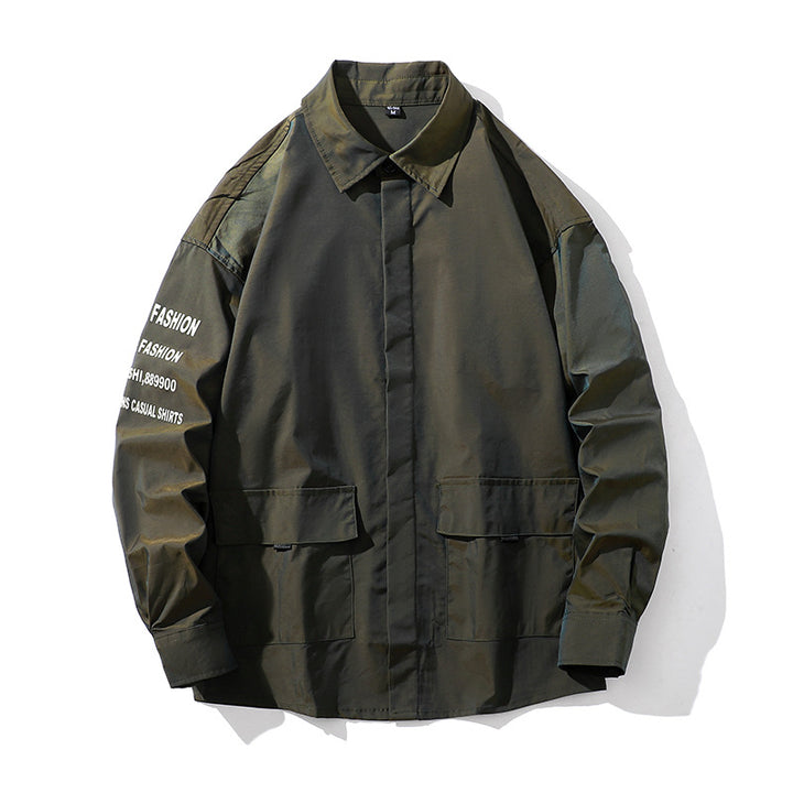Herren lässige Hemdjacke mit Print-Details Echoarchiv