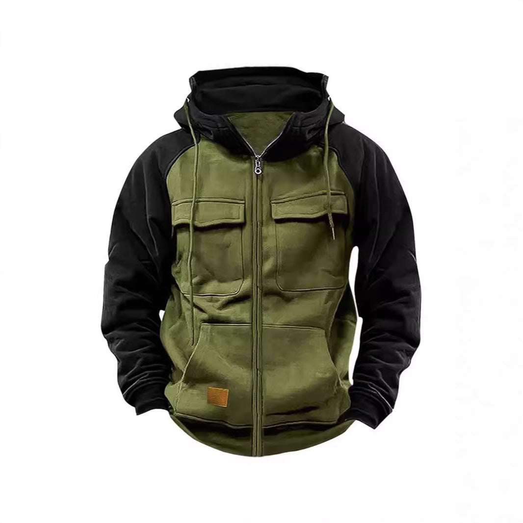 Herren nan Utility-Kapuzenjacke mit Materialmix, Brusttaschen und Reißverschluss Echo Archiv