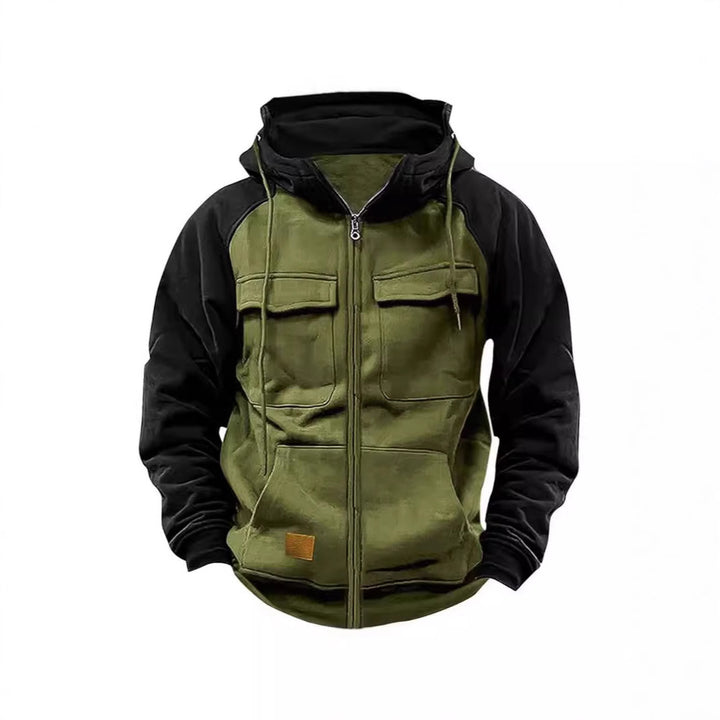 Herren nan Utility-Kapuzenjacke mit Materialmix, Brusttaschen und Reißverschluss Echo Archiv