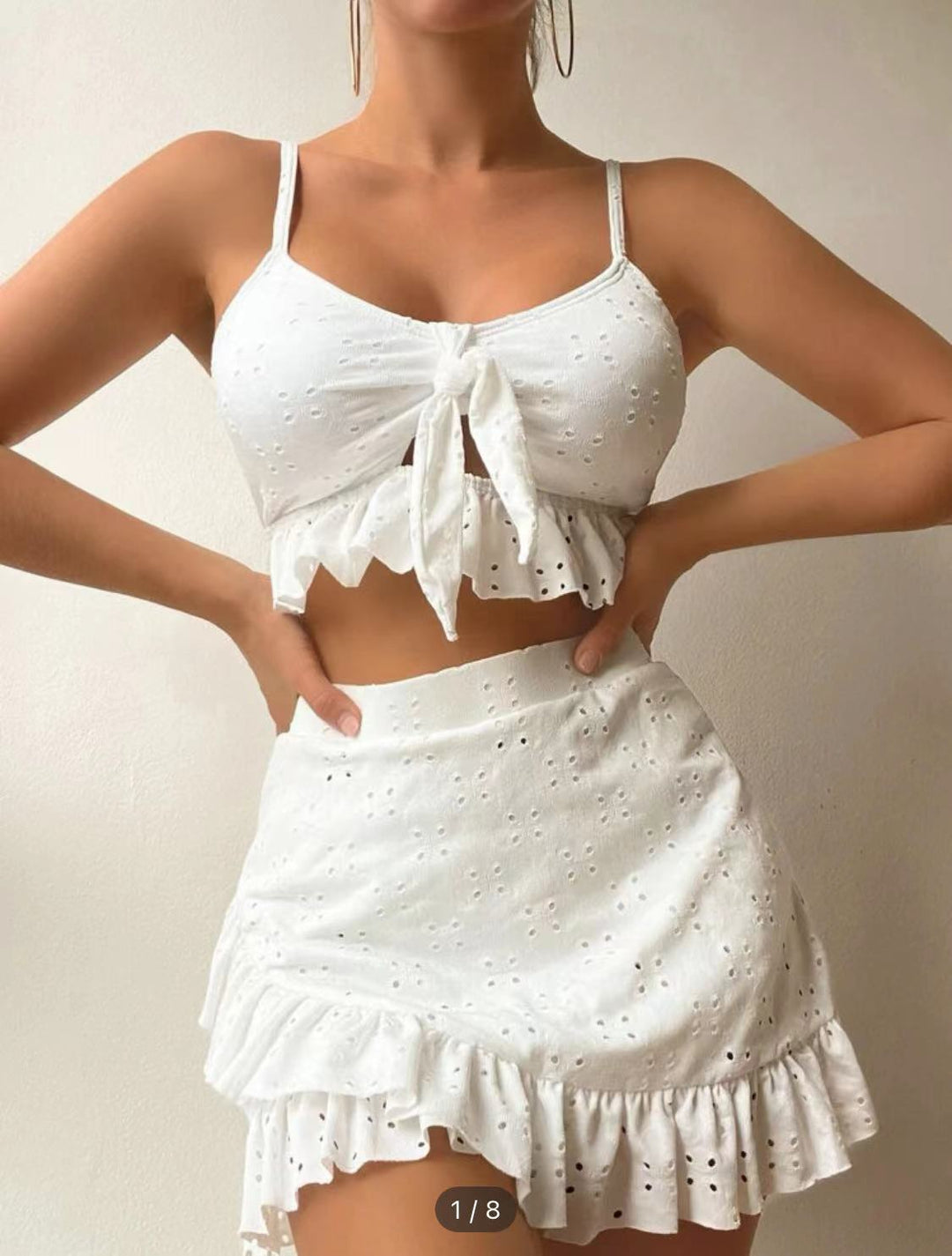 Damen Crop-Top und Rüschenshort Set Echo Archiv