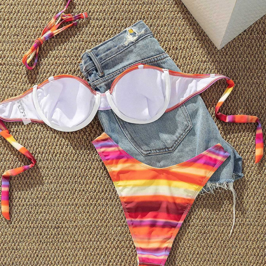 Damen Bikini mit trendigem Bustier-Design und Hoher Raffung Echo Archiv