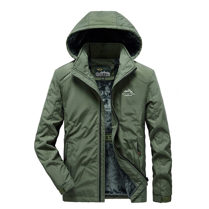 Herren Outdoorjacke mit Plüsch-Innenfutter, verstellbarer Kapuze und winddichter Front Echo Archiv