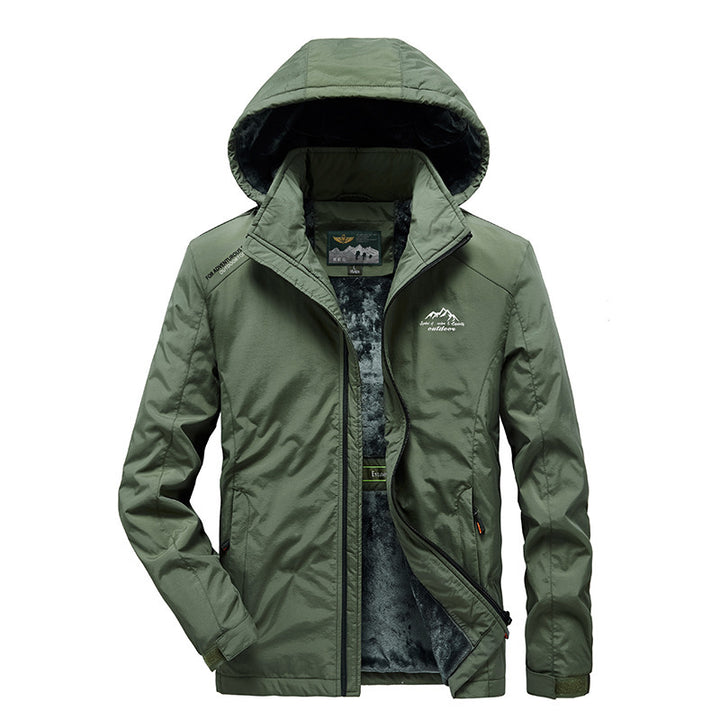 Herren Outdoorjacke mit Plüsch-Innenfutter, verstellbarer Kapuze und winddichter Front Echo Archiv