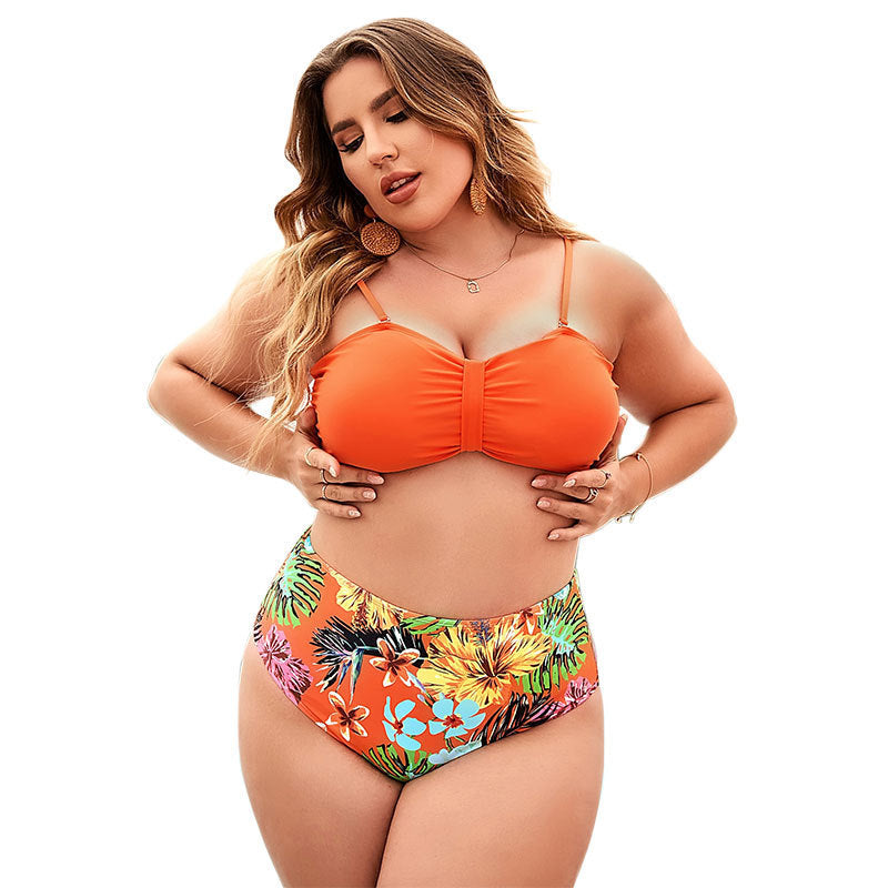 Damen Bunt gemusterter Hochschnitt-Bikini mit vorgeformtem Oberteil und verstellbaren Trägern Echo Archiv