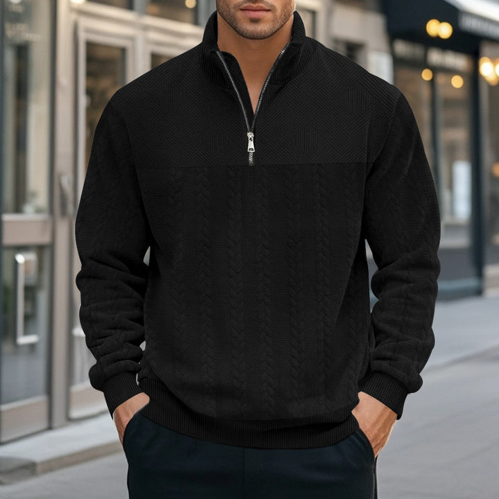 Herren stylischer Strickpullover mit halbem Reißverschluss Echoarchiv