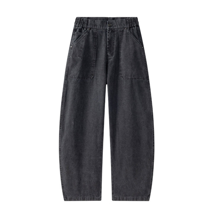Damen Utility-Denimhose mit hoher Taille, extra weitem Bein und aufgesetzten Taschen Echoarchiv