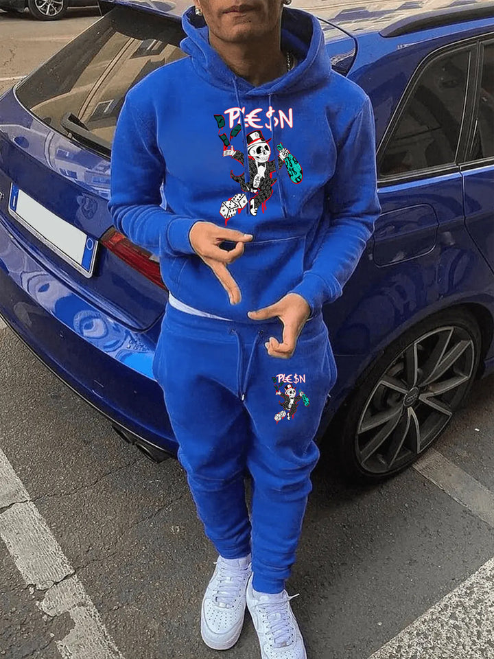 Herren Jogginganzug mit auffälligem Grafikdesign und praktischem Kängurutaschen Echoarchiv