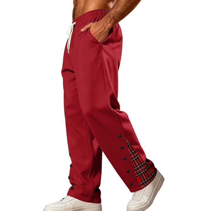 Herren Lockere Jogginghose mit Karo‑Einsatz und Druckknopf‑Details Echoarchiv