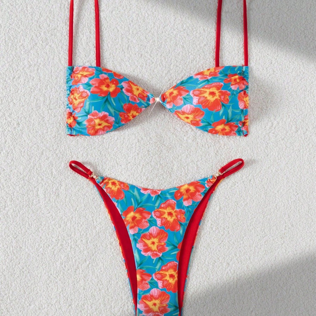 Damen Leopardenmuster Bikini-Set mit verstellbaren Trägern Echo Archiv
