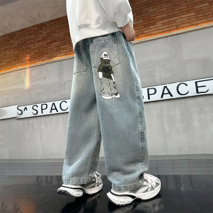 Unisex lässige weite Denim-Hose mit einzigartiger Grafik Echo Archiv