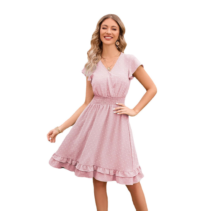 Damen Verspieltes Freizeitkleid mit elastischem Bund und Rüschendetails Echo Archiv