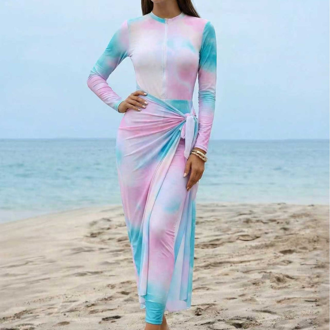 Damen Eleganter Surfanzug mit Reißverschluss und Wickeldetail Echo Archiv