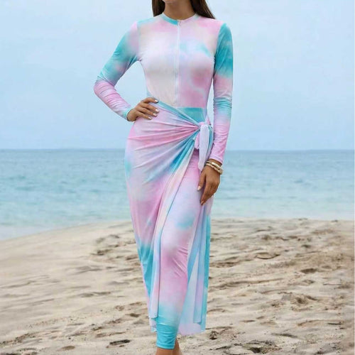 Damen Eleganter Surfanzug mit Reißverschluss und Wickeldetail Echo Archiv