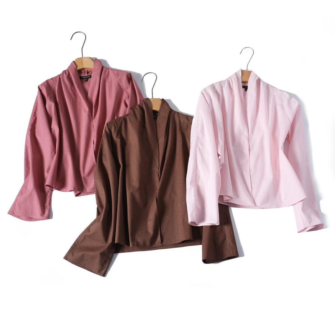 Damen Leichte Viskose‑Bluse mit offenem Schalkragen und kastiger Silhouette Echo Archiv