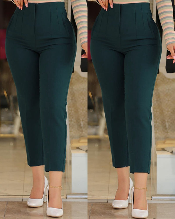 Damen Hochtaillierte Slim-Fit Bügelfalten-Hose mit geradem Bein – Avélisse
