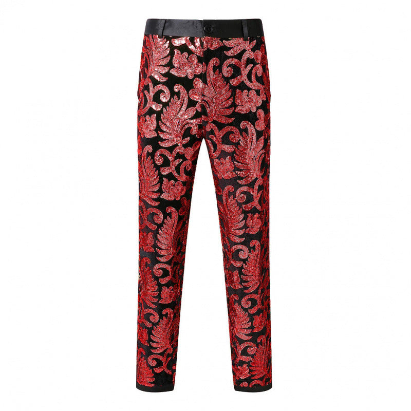 Herren Elegante Paillettenhose mit floralem Design Echoarchiv