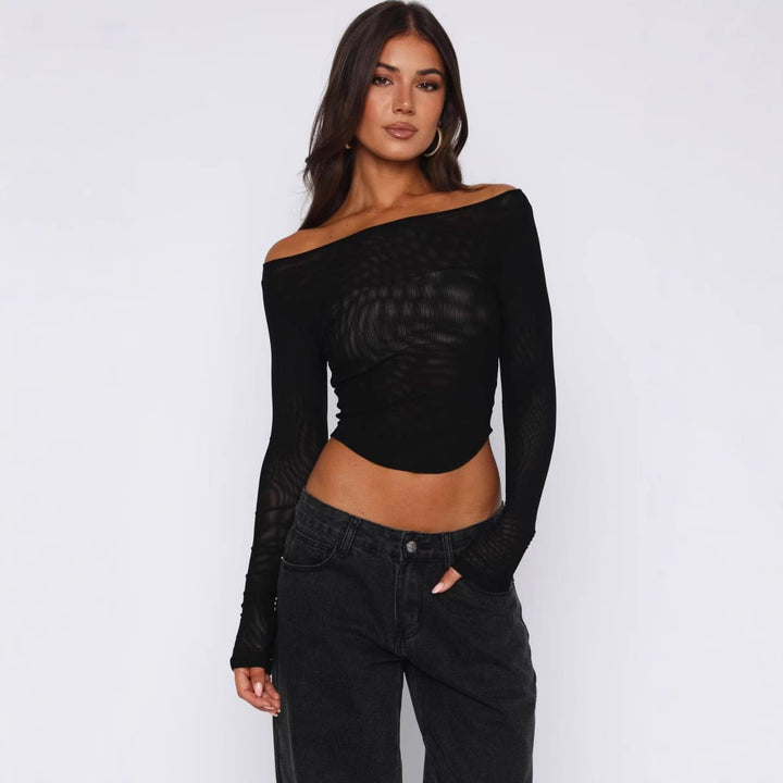 Damen Elegantes Langarm-Top mit schöner Transparenz Echo Archiv