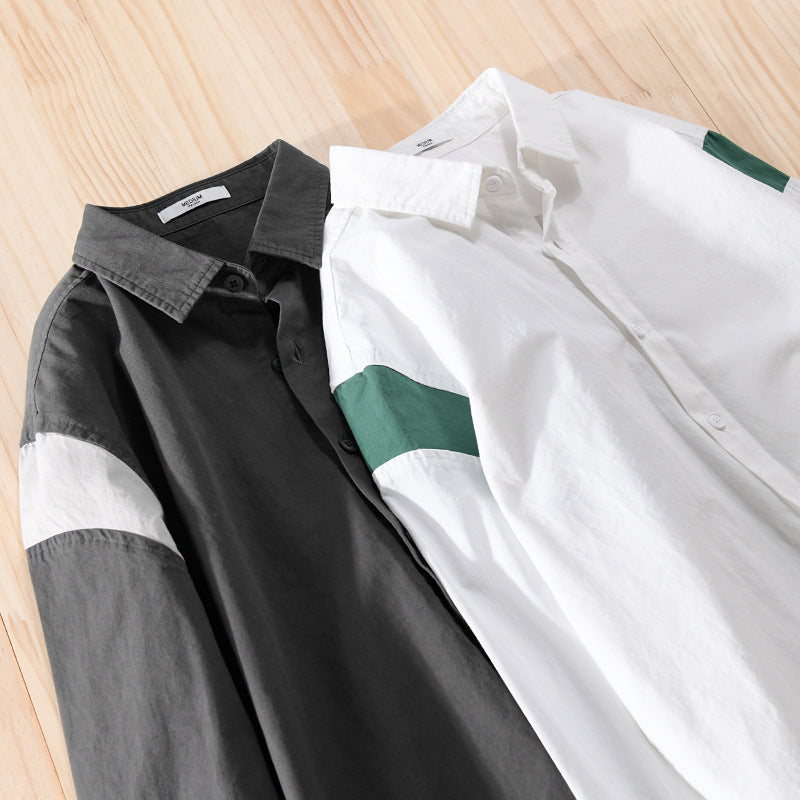 Herren Leichtes Baumwoll-Layering-Hemd mit Kontrastschulterpaneel und innenliegendem T-Shirt Echoarchiv