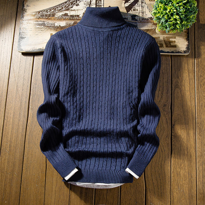 Herren Strickpullover mit hohem Kragen und strukturiertem Design Echoarchiv