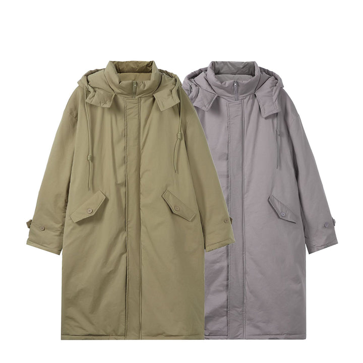 Damen Lange gefütterte Thermo-Parka im Oversize-Schnitt mit verdeckter Front Echoarchiv