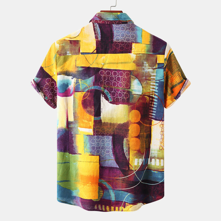 Herren Kurzarmhemd mit kreativem Abstract-Design Echoarchiv