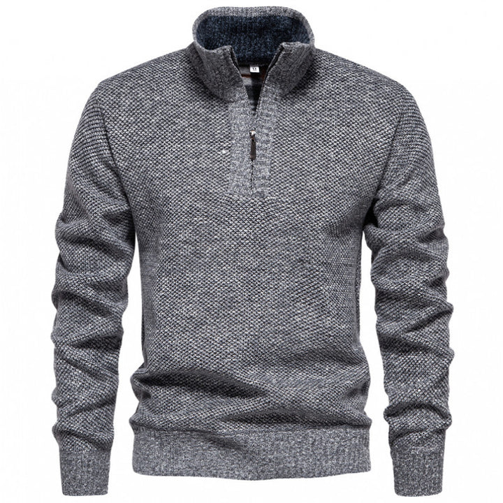 Herren Strickpullover mit halbem Reißverschluss und modischem Strukturdesign Echoarchiv